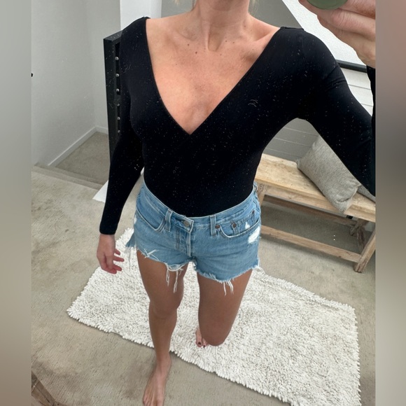 Nikibiki Seamless Black Wrap-Style Long Sleeve Bodysuit Holiday Winter Trendy M - Picture 3 of 10